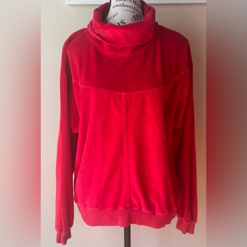 Aileen Vintage Red Velour Track Sweatshirt Women’s Medium Large Casual Top Rare